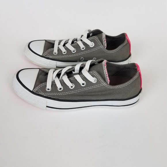 Converse Chuck Taylor All Star Low Top Gray Hot Pink Lace Up Canvas Sneakers - Picture 7 of 12